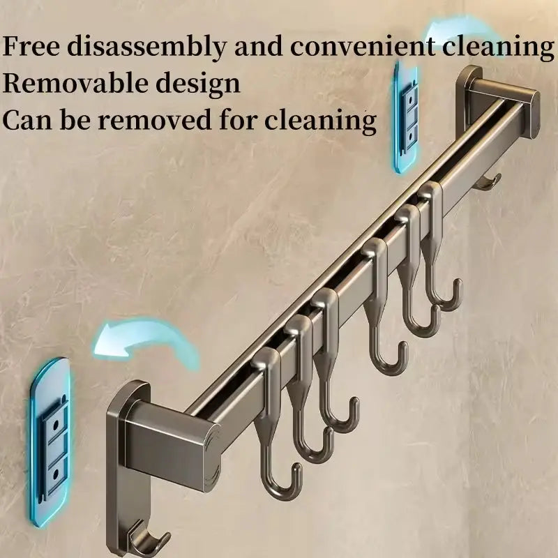 Kitchen Hook Punch-free Hanging Rod Spovel Hanger Row Hook Multifunctional Wall-mounted Storage Knife Holter  Honesty Sales U.K