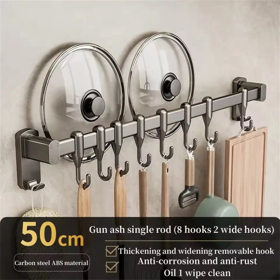Kitchen Hook Punch-free Hanging Rod Spovel Hanger Row Hook Multifunctional Wall-mounted Storage Knife Holter  Honesty Sales U.K