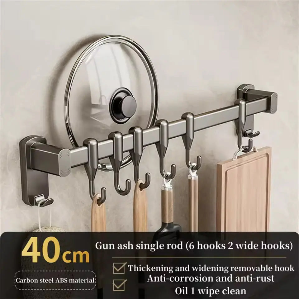 Kitchen Hook Punch-free Hanging Rod Spovel Hanger Row Hook Multifunctional Wall-mounted Storage Knife Holter  Honesty Sales U.K