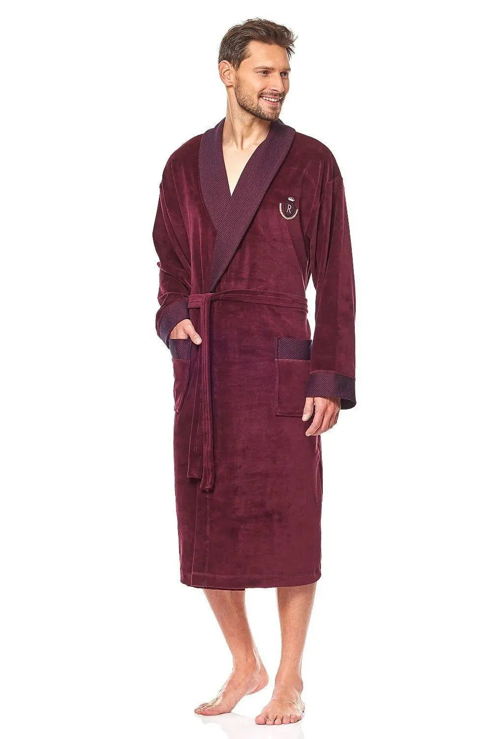 L&L collection burgundy colour men's bathrobe Image secondaire du produit