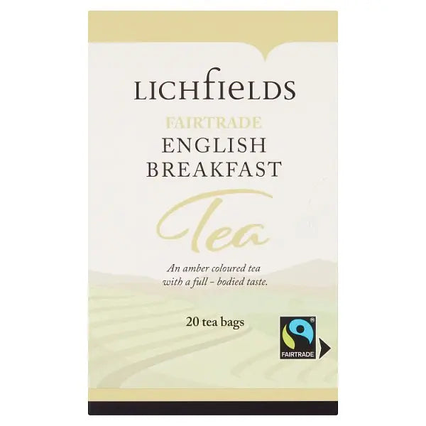 Lichfields Fairtrade English Breakfast 20 Tea Bags 40g - Honesty Sales Main image