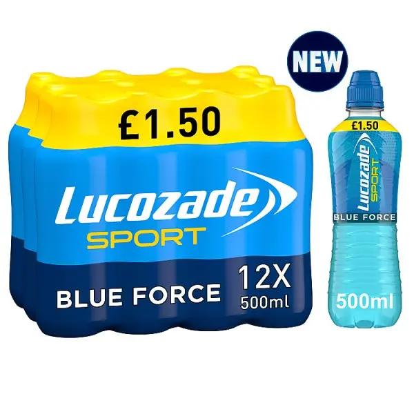 Lucozade Sport Drink Blue Force 500ml (Case of 12)  Honesty Sales U.K
