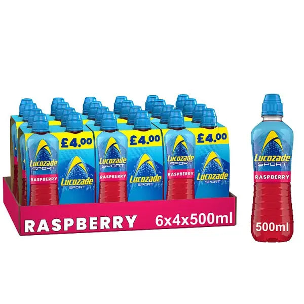 Lucozade Sport Drink Raspberry 4x500ml (Case of 6) - Honesty Sales Main image