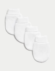 M&S 4pk Pure Cotton Mittens (0-1 Yrs) - Honesty Sales