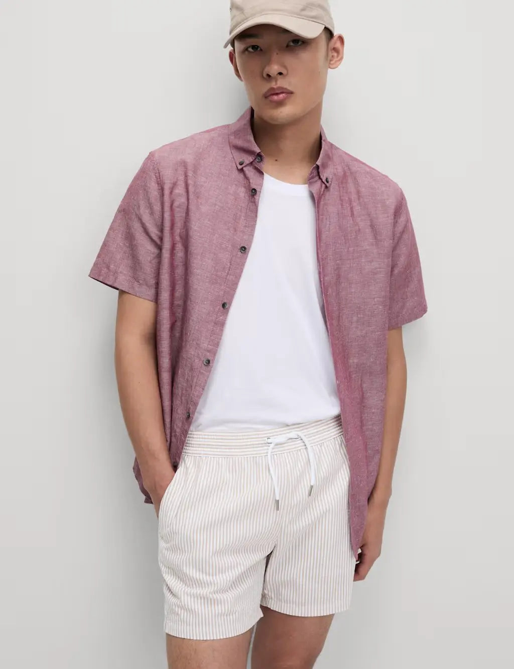 M&S Cotton Rich Seersucker Striped Swim Shorts - Honesty Sales