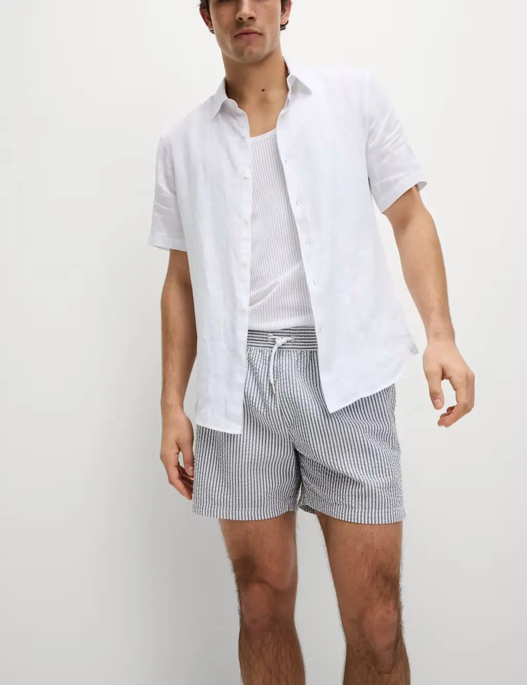 M&S Cotton Rich Seersucker Striped Swim Shorts - Honesty Sales