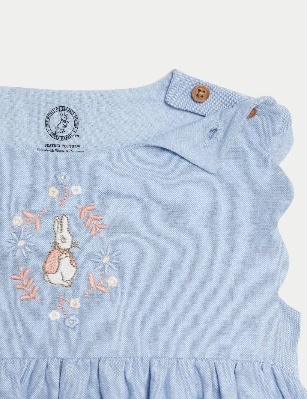 M&S Pure Cotton Chambray Peter Rabbit™ Dress (0-3 Yrs) - Honesty Sales