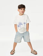 M&S Pure Cotton Dinosaur Scene T-Shirt (2-8 Yrs) - Honesty Sales