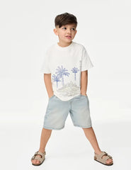 M&S Pure Cotton Dinosaur Scene T-Shirt (2-8 Yrs) - Honesty Sales