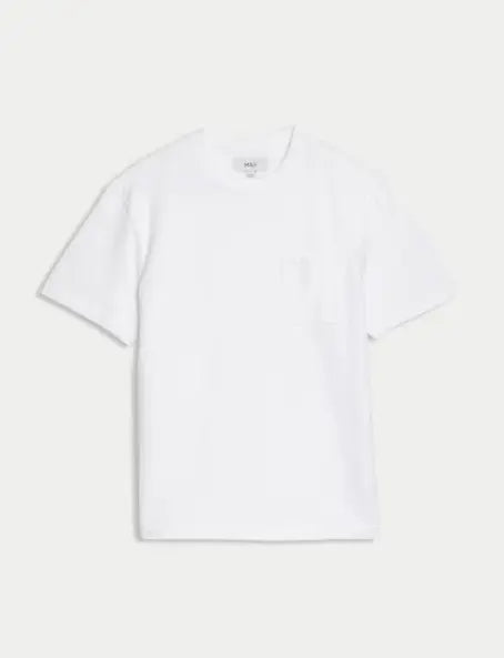 M&S Pure Cotton Midweight Pocket T-shirt M&S Collection