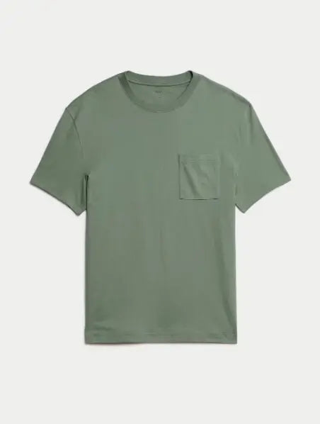 M&S Pure Cotton Midweight Pocket T-shirt M&S Collection