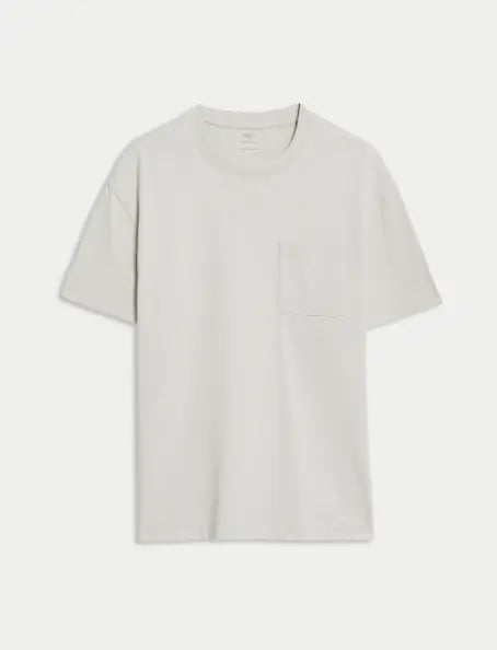 M&S Pure Cotton Midweight Pocket T-shirt M&S Collection