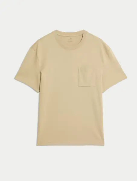 M&S Pure Cotton Midweight Pocket T-shirt M&S Collection