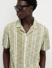 M&S Regular Fit Easy Iron Cotton Blend Striped Shirt - Honesty Sales