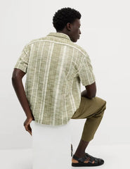 M&S Regular Fit Easy Iron Cotton Blend Striped Shirt - Honesty Sales