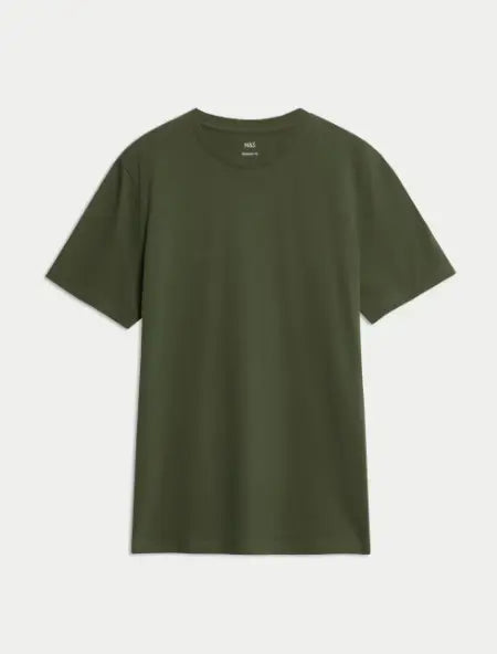 M&S Regular Fit Pure Cotton Crew Neck T-Shirt Honesty Sales