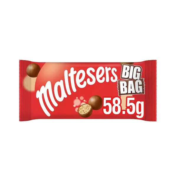 Maltesers Milk Chocolate Bag 58.5g (Case of 25)  Honesty Sales U.K
