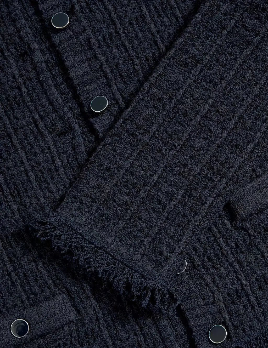 Marks and Spencer Cotton Rich Knitted Crew Neck Fringe Cardigan - Honesty Sales