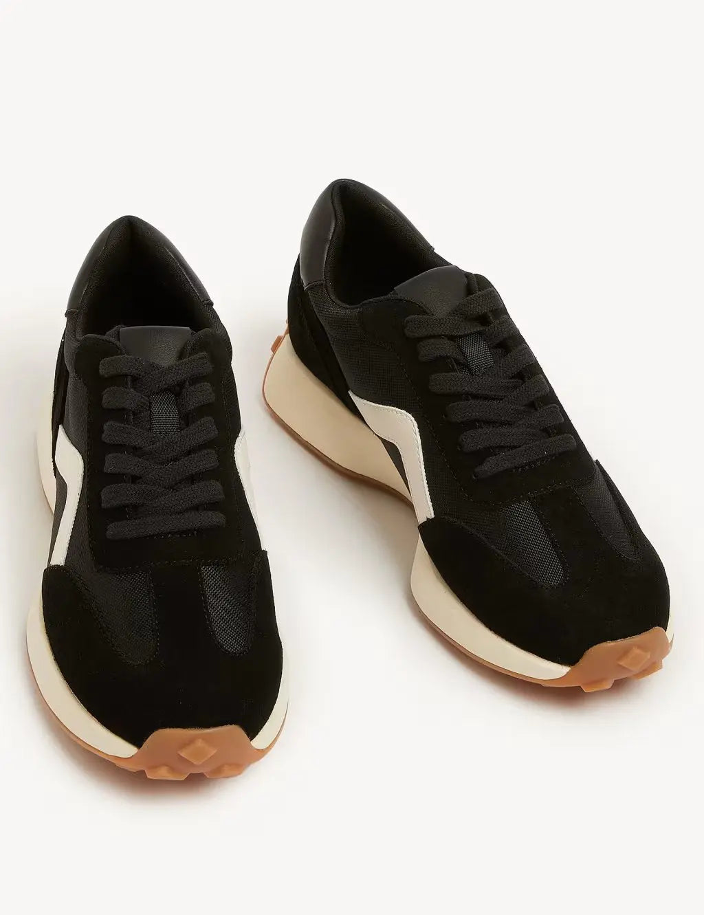Marks and Spencer Leather Lace Up Side Detail Trainers - Honesty Sales