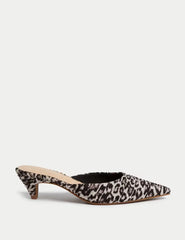 Marks and Spencer Leopard Print Slip On Kitten Heel Mules - Honesty Sales