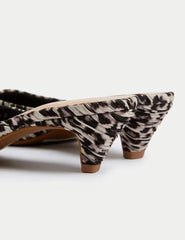 Marks and Spencer Leopard Print Slip On Kitten Heel Mules - Honesty Sales