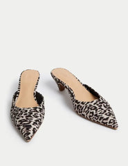 Marks and Spencer Leopard Print Slip On Kitten Heel Mules - Honesty Sales