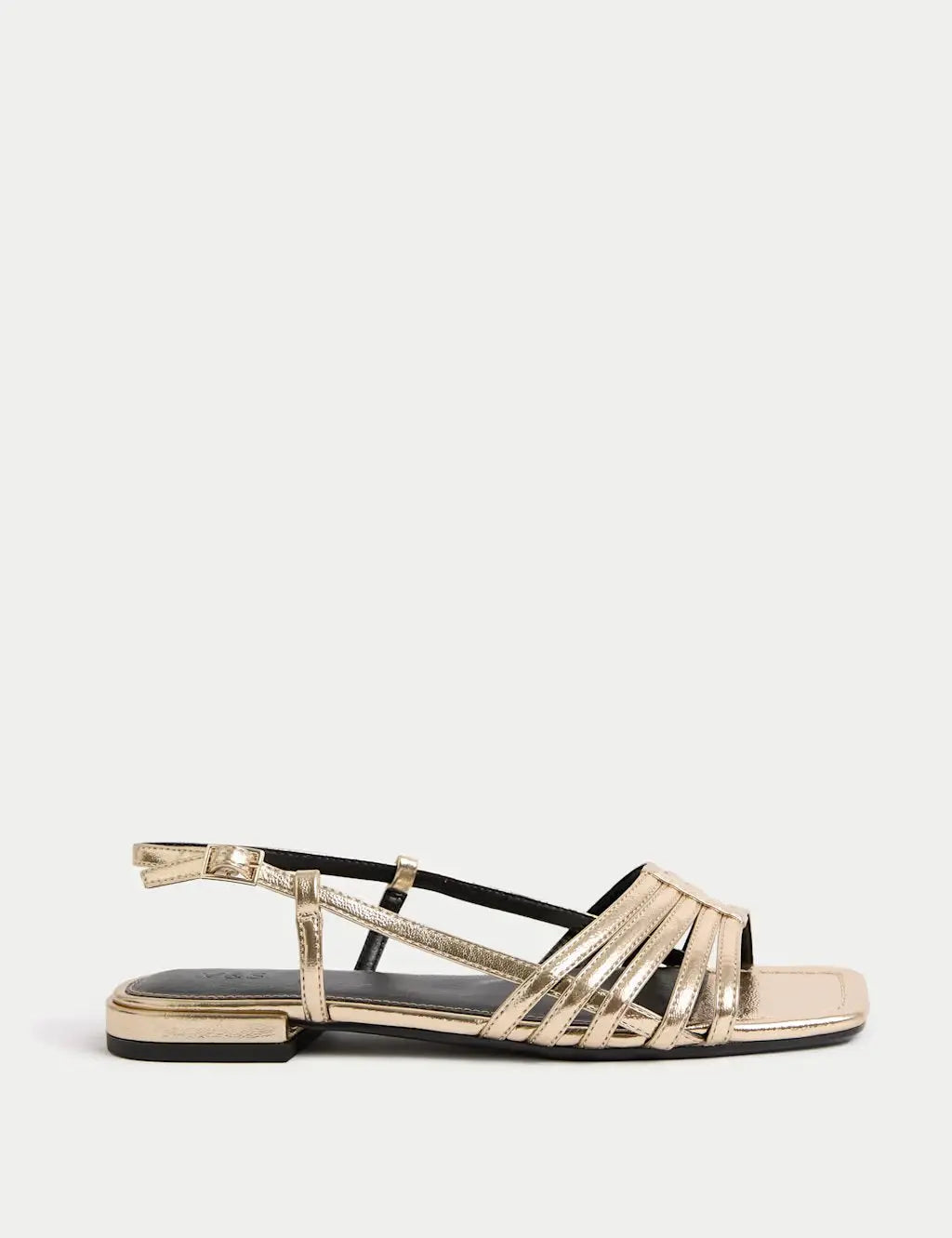 Marks and Spencer Metallic Strappy Flat Square Toe Sandals - Honesty Sales Main image