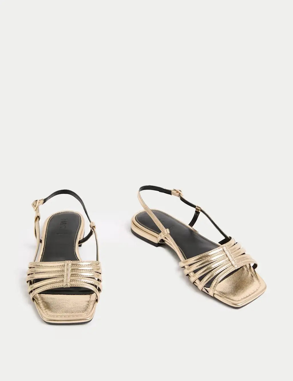 Marks and Spencer Metallic Strappy Flat Square Toe Sandals Secondary image