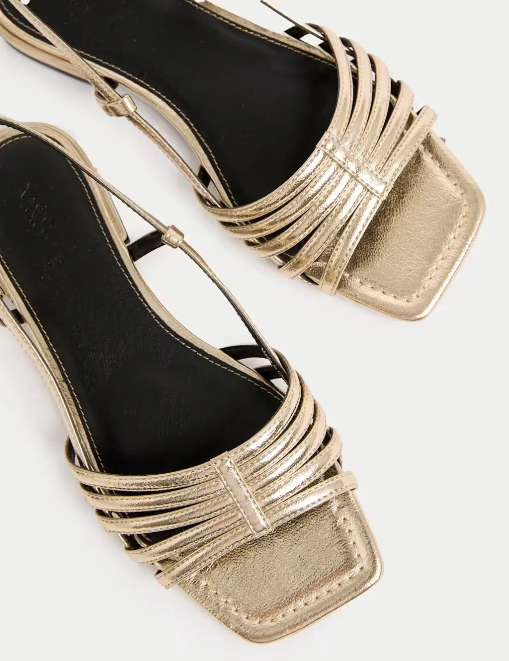 Marks and Spencer Metallic Strappy Flat Square Toe Sandals - Honesty Sales