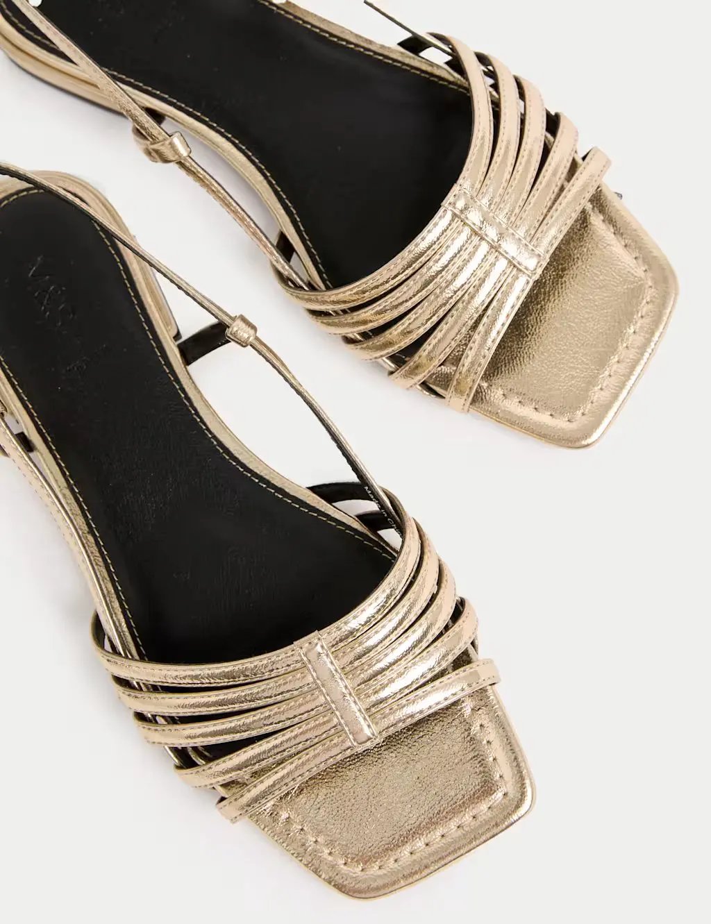 Marks and Spencer Metallic Strappy Flat Square Toe Sandals - Honesty Sales