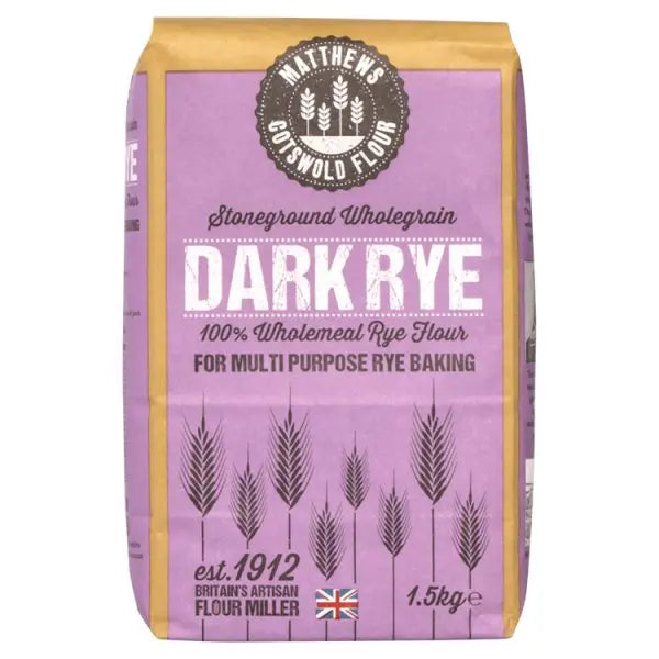 Matthews Cotswold Flour Stoneground Dark Rye 5 x 1.5kg Matthews Cotswold