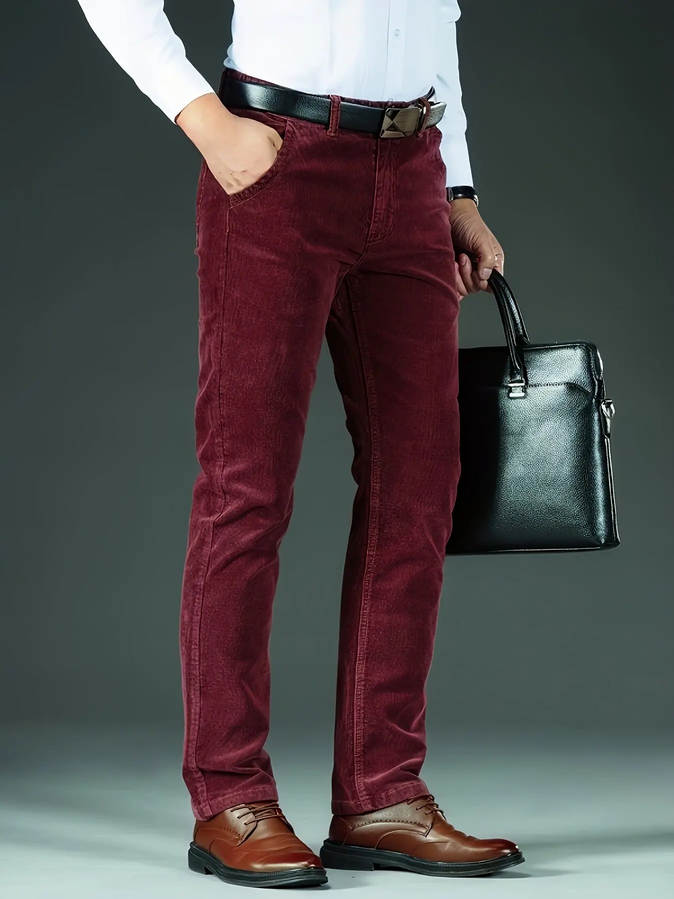 Men'S Corduroy Casual Pants for All Seasons, Featuring a Slim Straight Fit Zweitbild