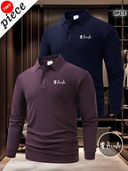 Men’s 2-Pack Long Sleeve Polo Shirts – Button Collar Logo Business Casual Tops  Honesty Sales U.K
