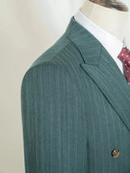 Men’s 2-Piece Double-Breasted Stripe Suit – Green Wedding, Business & Office Wear  Honesty Sales U.K