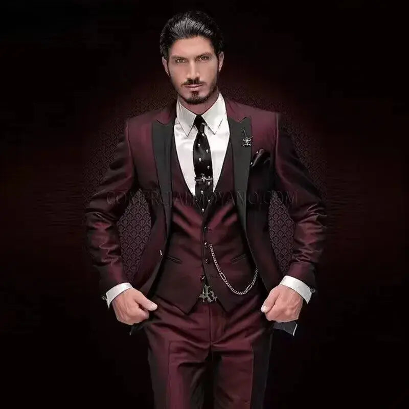 Men’s 3-Piece Solid Color Suit Set – Casual & Business Style (Blazer, Waistcoat & Trousers)  Honesty Sales U.K Hauptbild