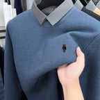 Men’s Autumn/Winter Luxury Knitwear Sweater – False Two-Piece Lapel Top  Honesty Sales U.K