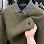 Men’s Autumn/Winter Luxury Knitwear Sweater – False Two-Piece Lapel Top  Honesty Sales U.K