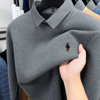 Men’s Autumn/Winter Luxury Knitwear Sweater – False Two-Piece Lapel Top  Honesty Sales U.K