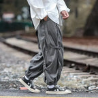 Men’s Chinese-Style Hanfu Cargo Pants – Elastic Waist, Buckle Design, Japanese Casual Hallen Trousers  Honesty Sales U.K