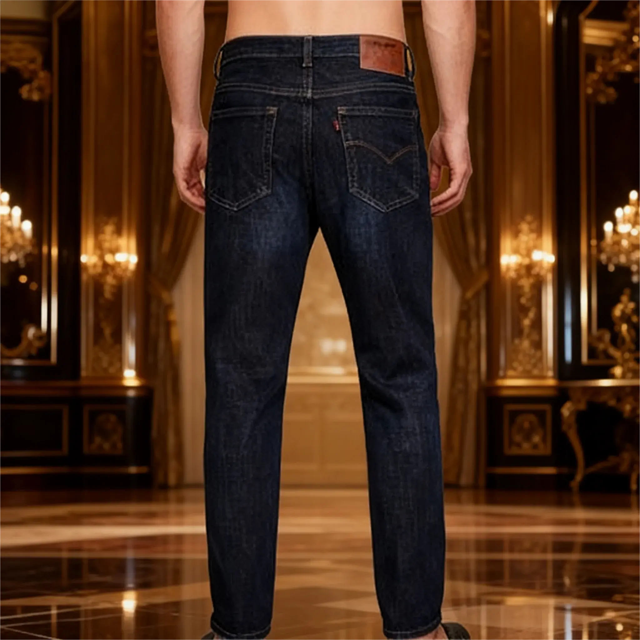 Men’s Cotton Blend Waffle Trousers – Straight Business Casual Pants Zweitbild