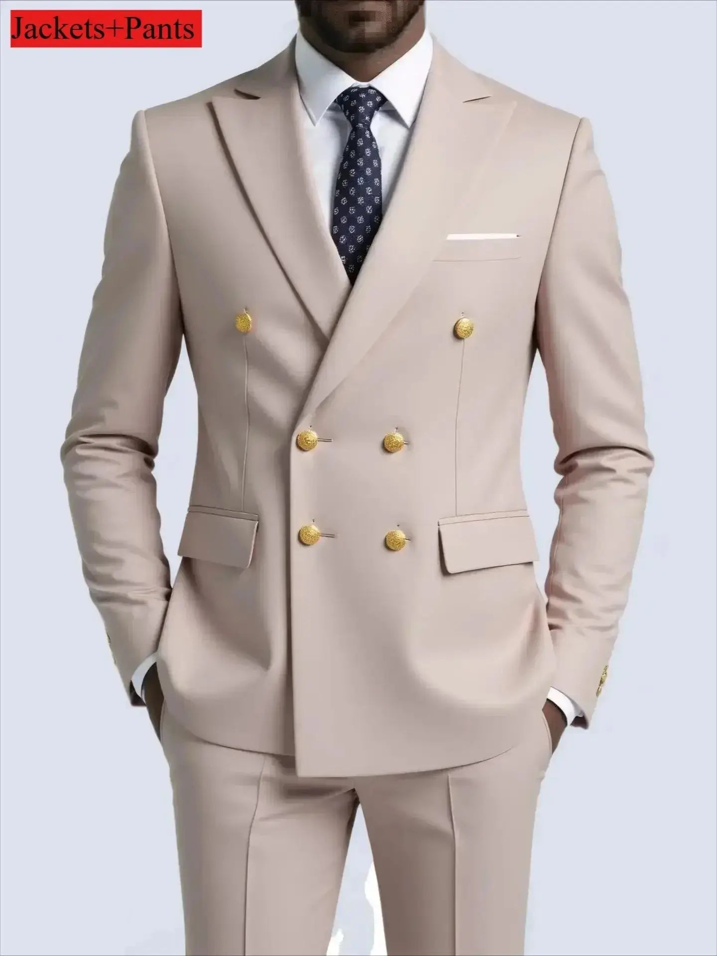 Men’s Double-Breasted Black Suit – 2-Piece Wedding, Prom & Business Tuxedo Set Zweitbild