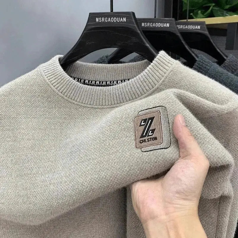 Men’s Fleece-Lined Knit Sweater – Autumn/Winter O-Neck Wool Pullover  Honesty Sales U.K