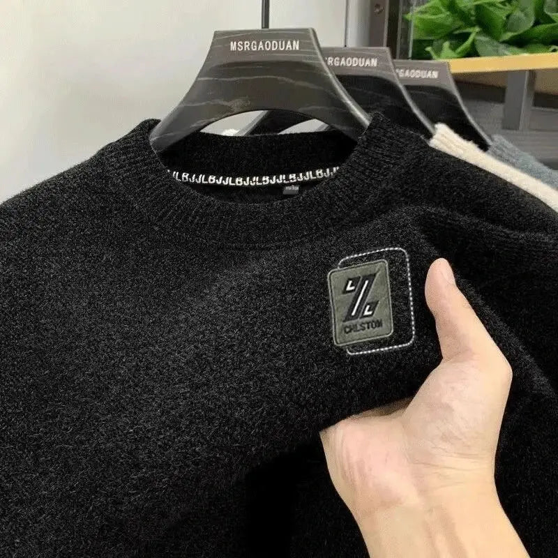 Men’s Fleece-Lined Knit Sweater – Autumn/Winter O-Neck Wool Pullover Zweitbild