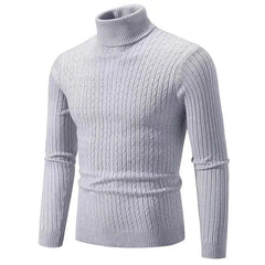 Men’s High Neck Knit Sweater – Warm Solid Color Pullover  Honesty Sales U.K
