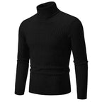 Men’s High Neck Knit Sweater – Warm Solid Color Pullover  Honesty Sales U.K