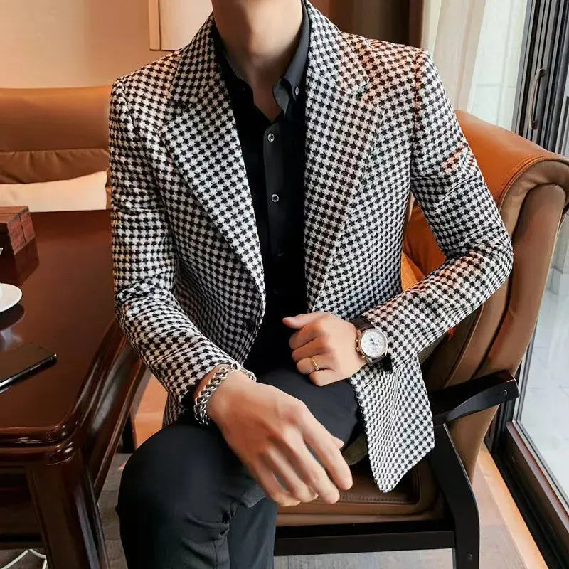 Men’s Houndstooth 2-Piece Suit – Custom Blazer & Trousers Set  Honesty Sales U.K