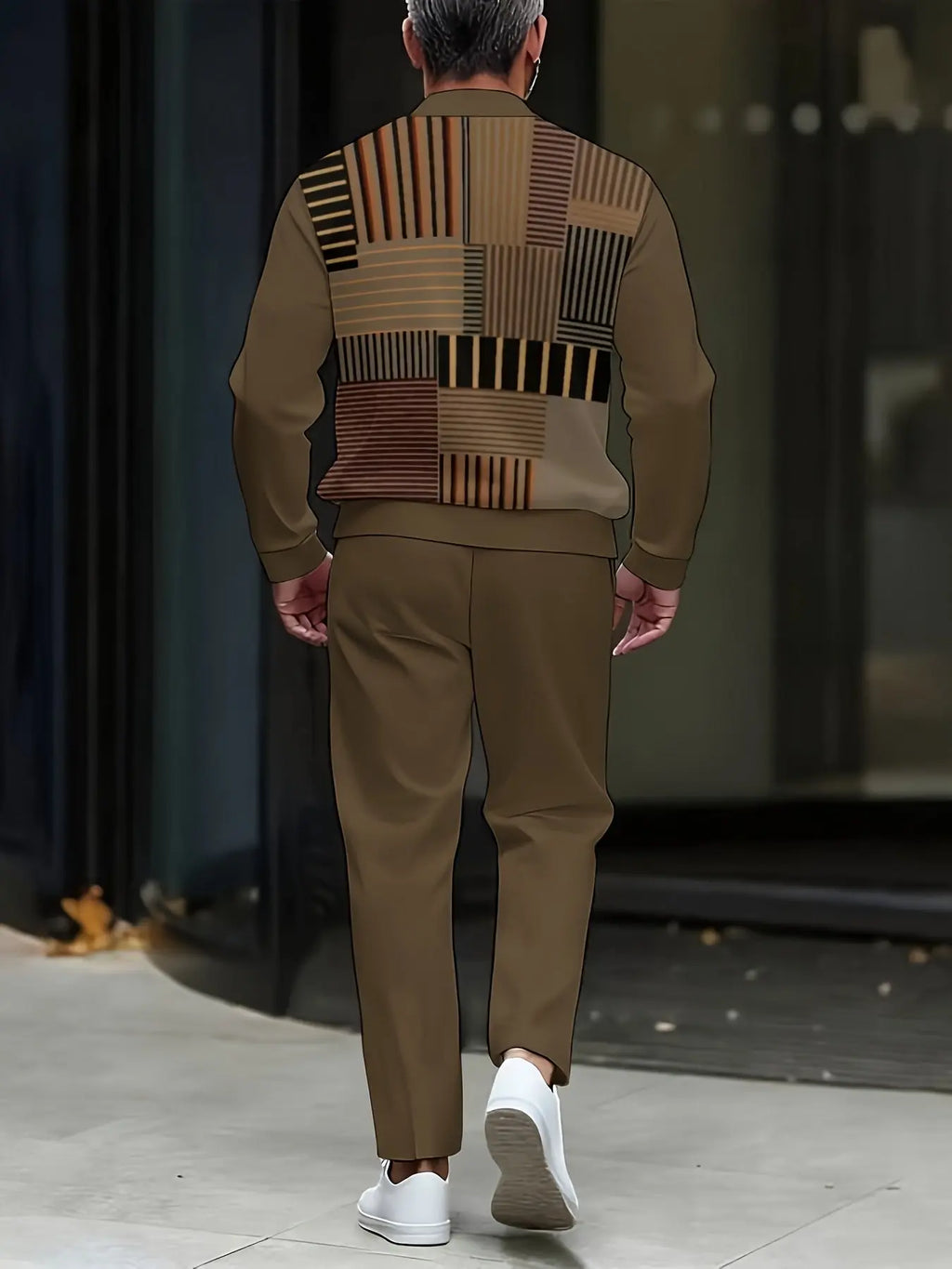 Men’s Minimalist Striped Sportswear Set – Half-Zip Top & Casual Pants  Honesty Sales U.K