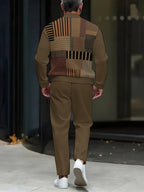 Men’s Minimalist Striped Sportswear Set – Half-Zip Top & Casual Pants  Honesty Sales U.K