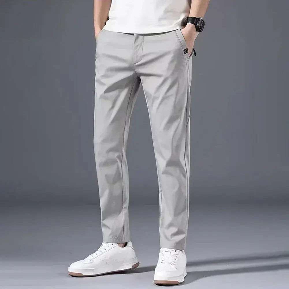 "Men's Slim Fit Chino Pants - Lightweight Summer Trousers - Classic Style with Flexibility and Comfort - Middle Waist Casual Flat Front Full Length Pants for Everyday Wear Dropshipman