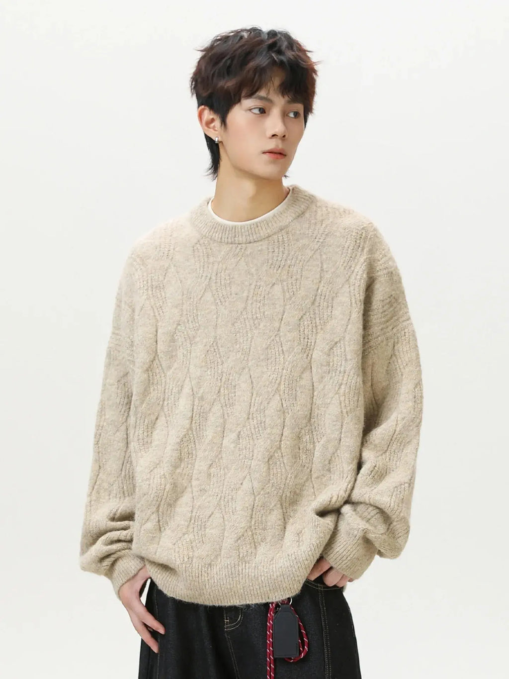 Men’s Thick Mohair Crew Neck Sweater – Autumn/Winter Oversized Knitwear  Honesty Sales U.K